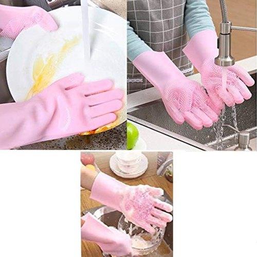 Silicone Dish Washer, Hand Gloves For Cleaning, Washing Gloves - CozyDudes 