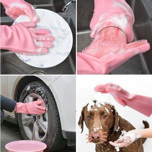 Silicone Dish Washer, Hand Gloves For Cleaning, Washing Gloves - CozyDudes 