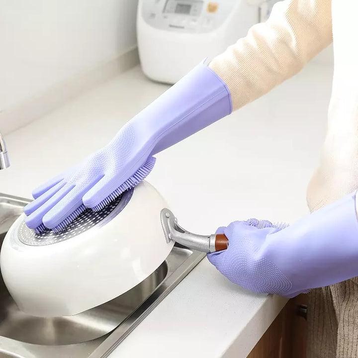 Silicone Dish Washer, Hand Gloves For Cleaning, Washing Gloves - CozyDudes 