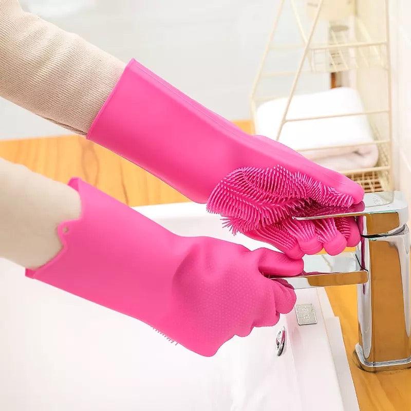 Silicone Dish Washer, Hand Gloves For Cleaning, Washing Gloves - CozyDudes 