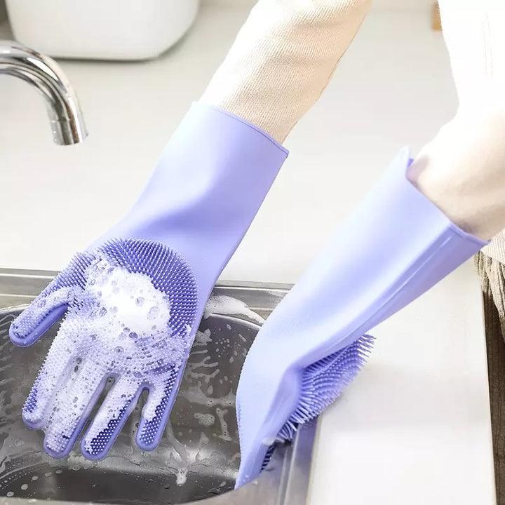 Silicone Dish Washer, Hand Gloves For Cleaning, Washing Gloves - CozyDudes 