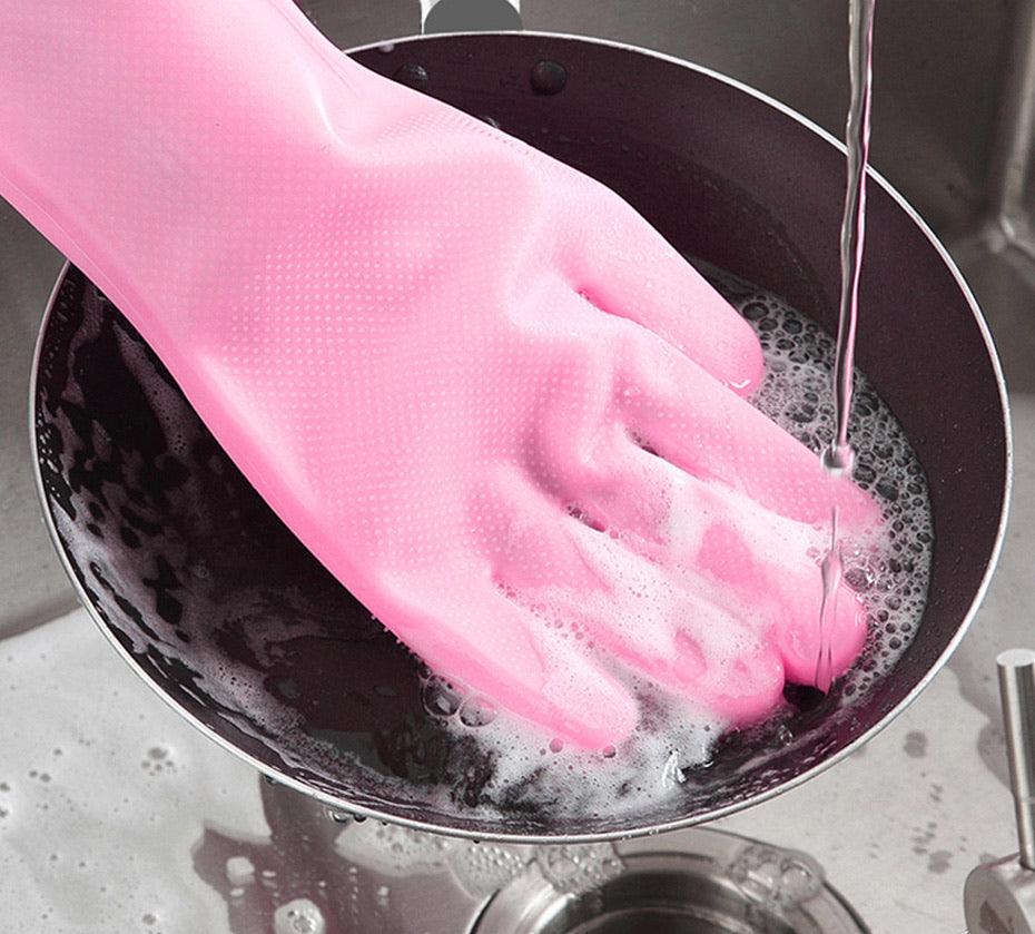 Silicone Dish Washer, Hand Gloves For Cleaning, Washing Gloves - CozyDudes 